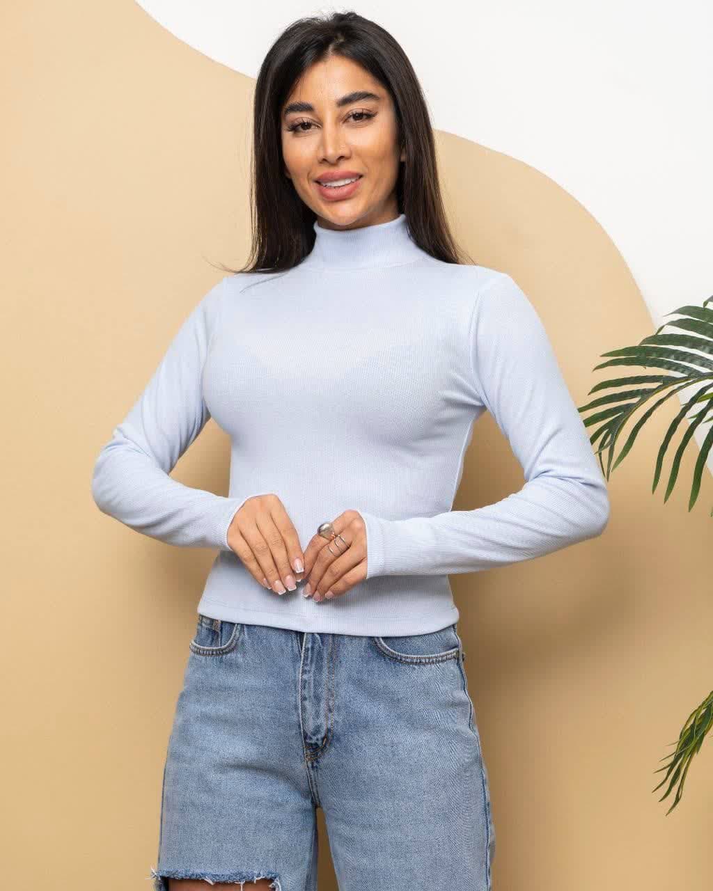 کراپ آستین بلند یقه سه سانت