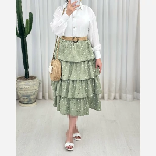 دامن طبقه ای گل گچی